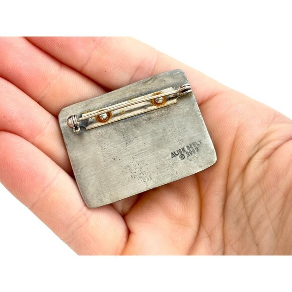 Alice Seely Pewter New Mexico Made Tribal Petroglyph Urban Fetish Vintage Brooch - Picture 6 of 10